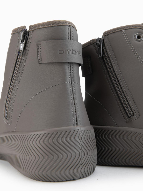 Ombre Clothing Muške visoke tenisice sa zipom za jednostavno obuvanje - tamno bezova V3 OM-FOTH-0184 Ombre Clothing