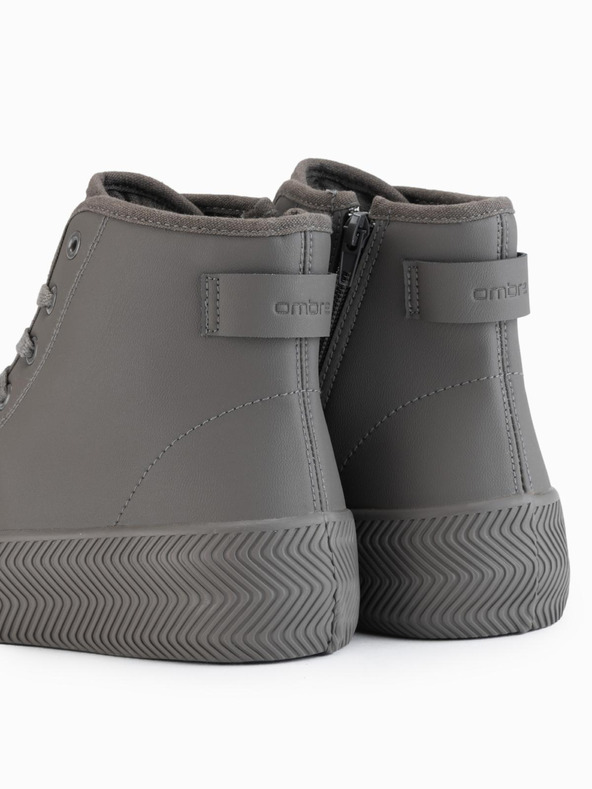 Ombre Clothing Muške visoke tenisice sa zipom za jednostavno obuvanje - tamno bezova V3 OM-FOTH-0184 Ombre Clothing