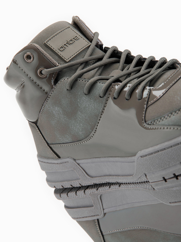 Ombre Clothing Muške visoke tenisice sa sjajnim elementima - smedje V4 OM-FOSH-0178 Ombre Clothing