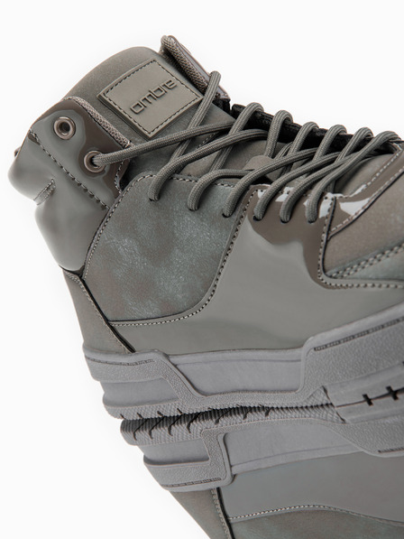 Ombre Clothing Muške visoke tenisice sa sjajnim elementima - smedje V4 OM-FOSH-0178 Ombre Clothing