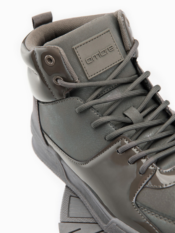 Ombre Clothing Muške visoke tenisice sa sjajnim elementima - smedje V4 OM-FOSH-0178 Ombre Clothing