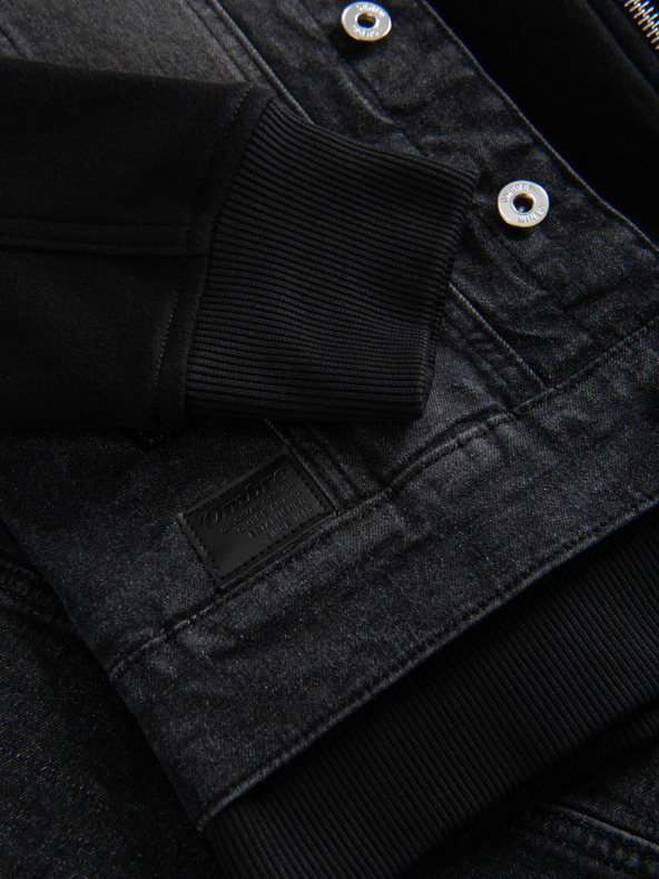 Ombre Clothing Muška farmerska jakna s pletenim rukavima i kapuljačom - crna V3 OM-JADJ-0220 Ombre Clothing