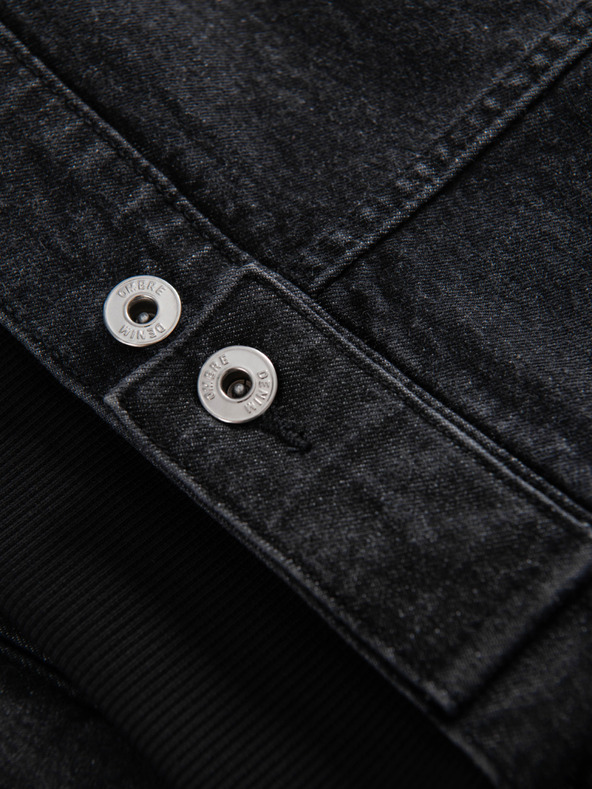 Ombre Clothing Muška farmerska jakna s pletenim rukavima i kapuljačom - crna V3 OM-JADJ-0220 Ombre Clothing