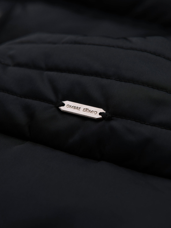 Ombre Clothing Muška stepena jakna sa sjajem i stojacim vratom - crna V1 OM-JALP-0218 Ombre Clothing