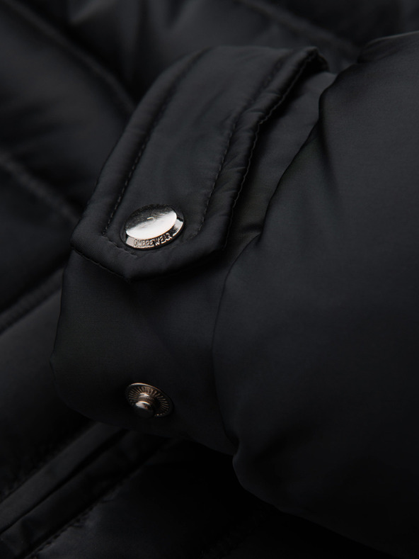 Ombre Clothing Muška stepena jakna sa sjajem i stojacim vratom - crna V1 OM-JALP-0218 Ombre Clothing