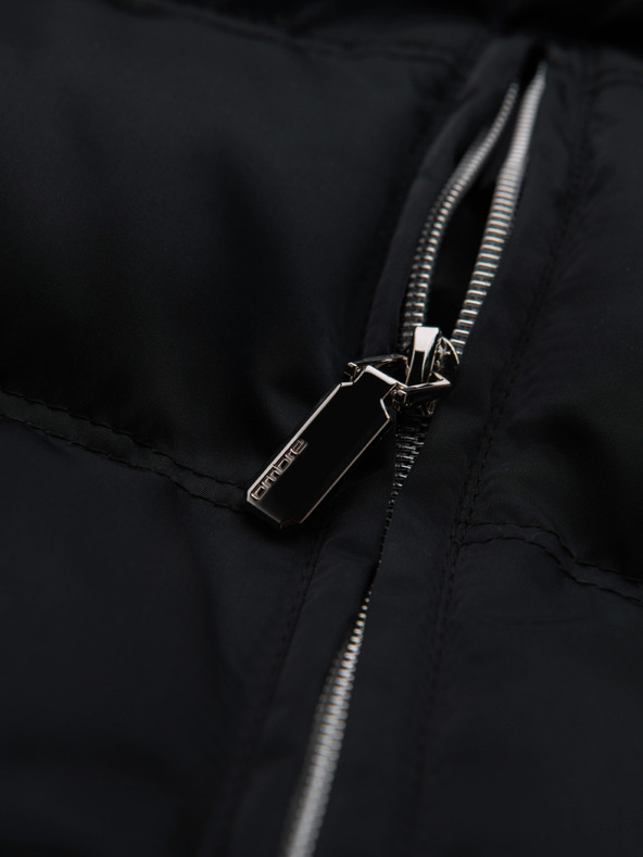 Ombre Clothing Muška stepena jakna sa sjajem i stojacim vratom - crna V1 OM-JALP-0218 Ombre Clothing