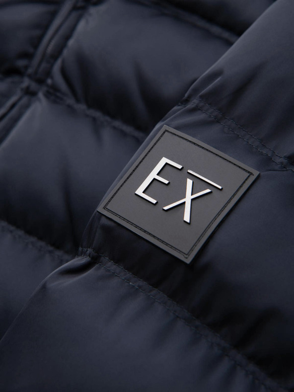 Ombre Clothing Muška stepena jakna sa sjajem i stojacim vratom - tamno plava V2 OM-JALP-0218 Ombre Clothing