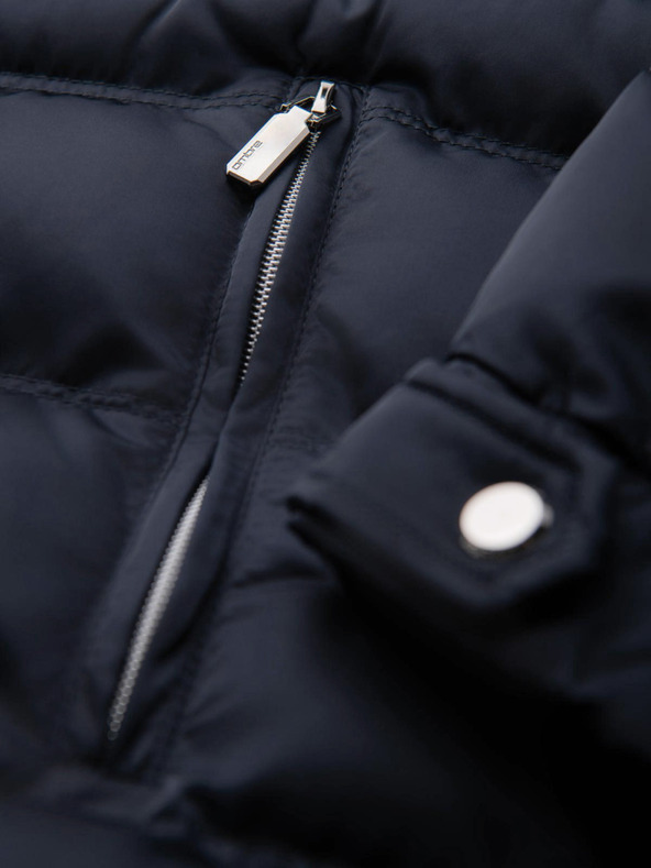 Ombre Clothing Muška stepena jakna sa sjajem i stojacim vratom - tamno plava V2 OM-JALP-0218 Ombre Clothing