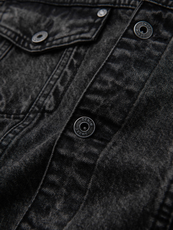 Ombre Clothing Muška farmerska jakna katana s lemom - crna V3 OM-JADJ-0219 Ombre Clothing