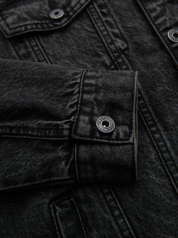 Ombre Clothing Muška farmerska jakna katana s lemom - crna V3 OM-JADJ-0219 Ombre Clothing