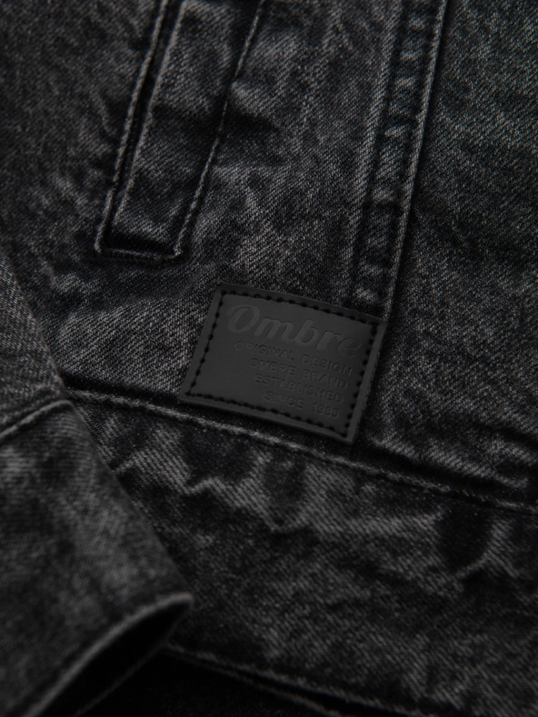 Ombre Clothing Muška farmerska jakna katana s lemom - crna V3 OM-JADJ-0219 Ombre Clothing