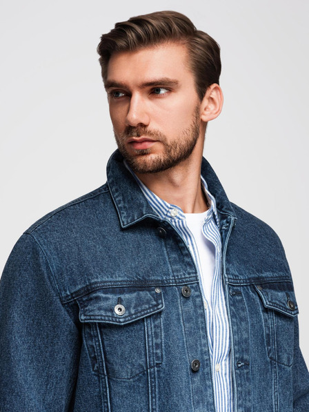 Ombre Clothing Muška farmerska jakna katana s pranjem - plava V4 OM-JADJ-0219 Ombre Clothing