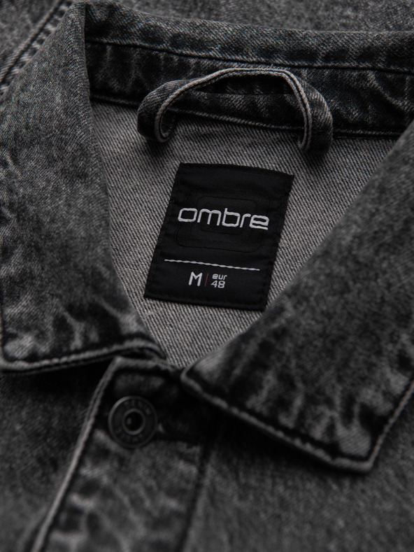 Ombre Clothing Muška farmerska jakna katana s pranjem - grafit V5 OM-JADJ-0219 Ombre Clothing