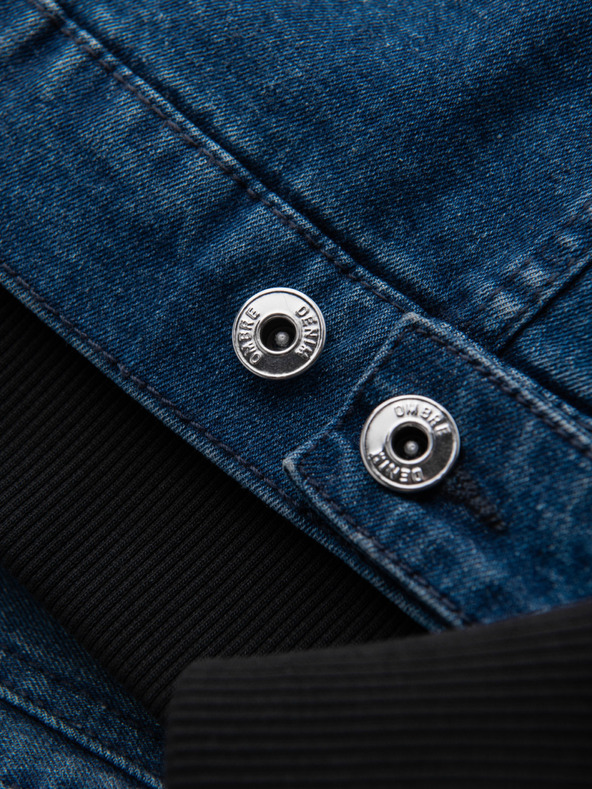 Ombre Clothing Muška farmerska jakna s pletenim rukavima i kapuljačom - plava i crna V2 OM-JADJ-0220 Ombre Clothing