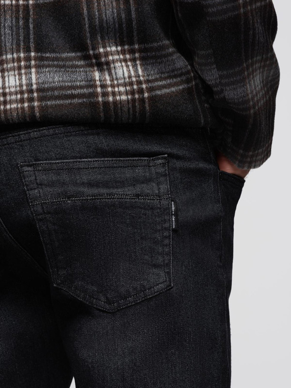 Ombre Clothing Muške farmerske hlače s oštecenim dijelom REGULAR FIT - crne V2 OM-PADP-0241 Ombre Clothing