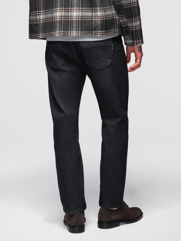 Ombre Clothing Muške farmerske hlače s oštecenim dijelom REGULAR FIT - crne V2 OM-PADP-0241 Ombre Clothing