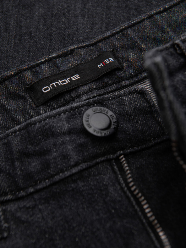 Ombre Clothing Muške farmerske hlače s oštecenim dijelom REGULAR FIT - crne V2 OM-PADP-0241 Ombre Clothing