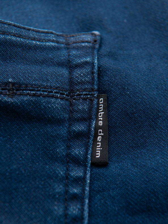 Ombre Clothing Muške farmerske hlače s rebrastim pojasom - tamno plave V3 OM-PADJ-0242 Ombre Clothing