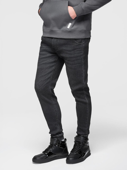 Ombre Clothing Muške farmerske hlače sa vezicama u struku - crne V4 OM-PADJ-0242 Ombre Clothing