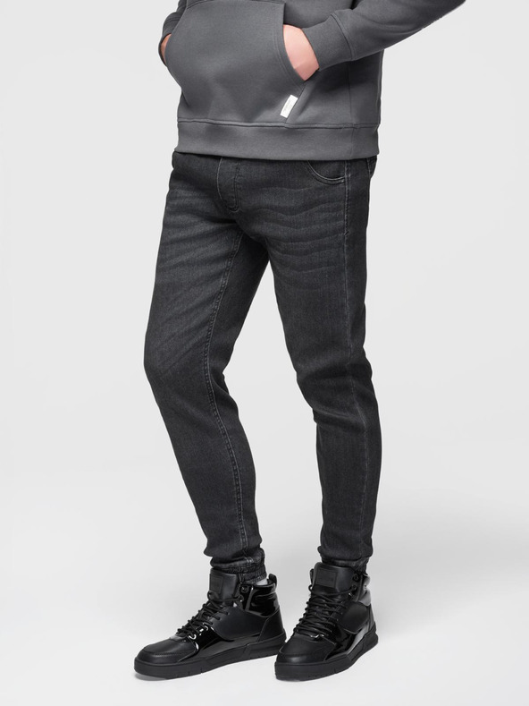 Ombre Clothing Muške farmerske hlače sa vezicama u struku - crne V4 OM-PADJ-0242 Ombre Clothing