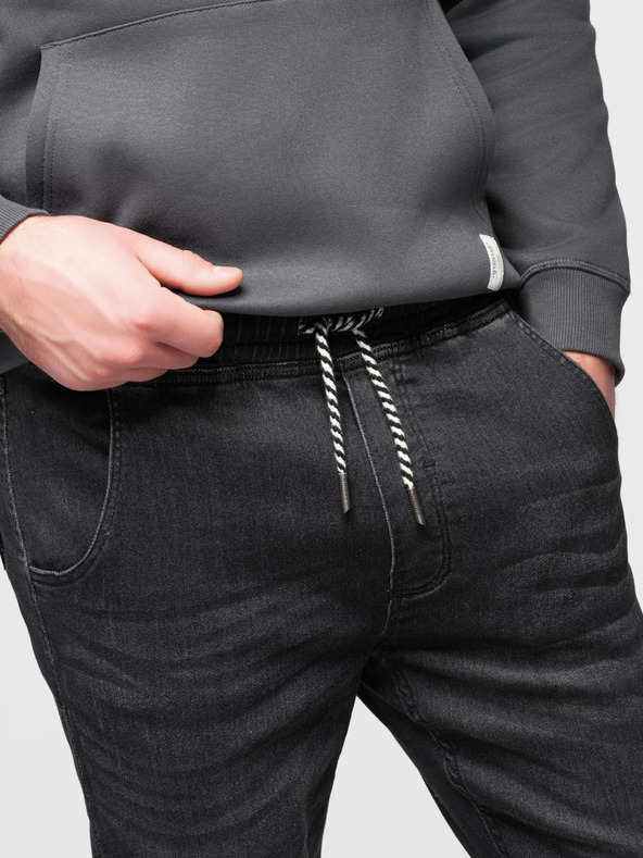 Ombre Clothing Muške farmerske hlače sa vezicama u struku - crne V4 OM-PADJ-0242 Ombre Clothing