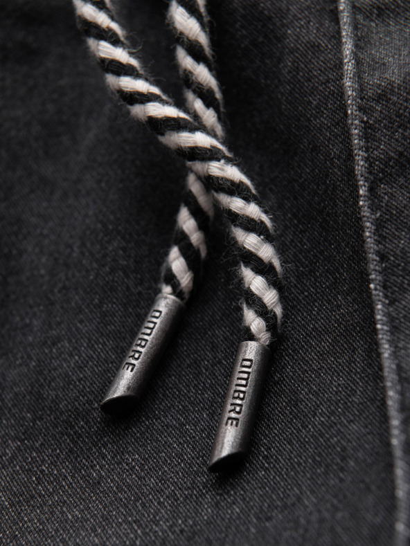 Ombre Clothing Muške farmerske hlače sa vezicama u struku - crne V4 OM-PADJ-0242 Ombre Clothing