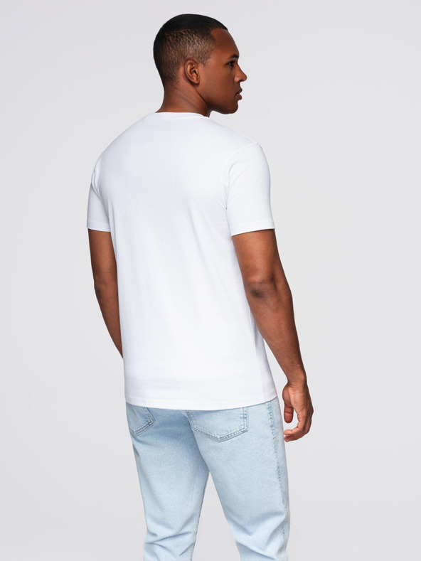 Ombre Clothing Muška pletena majica REGULAR kroja s tiskom - bijela V1 OM-TSPT-0231 Ombre Clothing