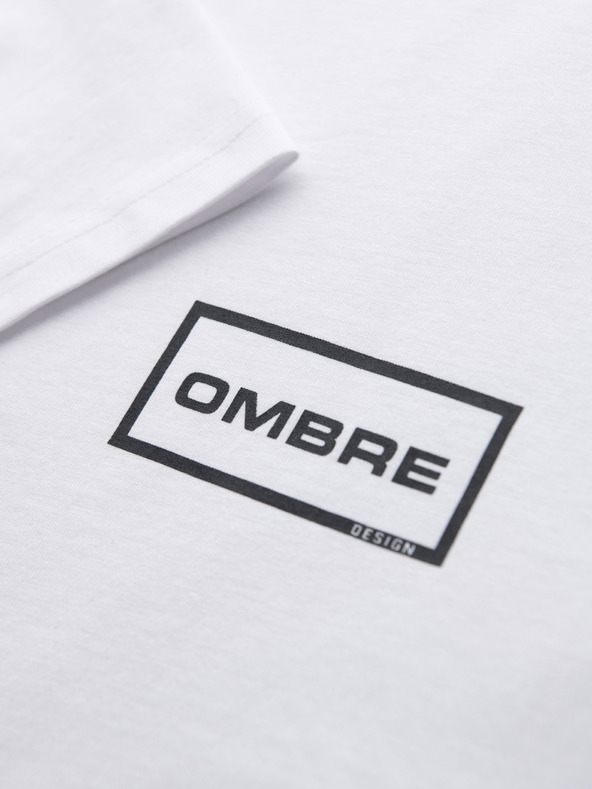 Ombre Clothing Muška pletena majica REGULAR kroja s tiskom - bijela V1 OM-TSPT-0231 Ombre Clothing