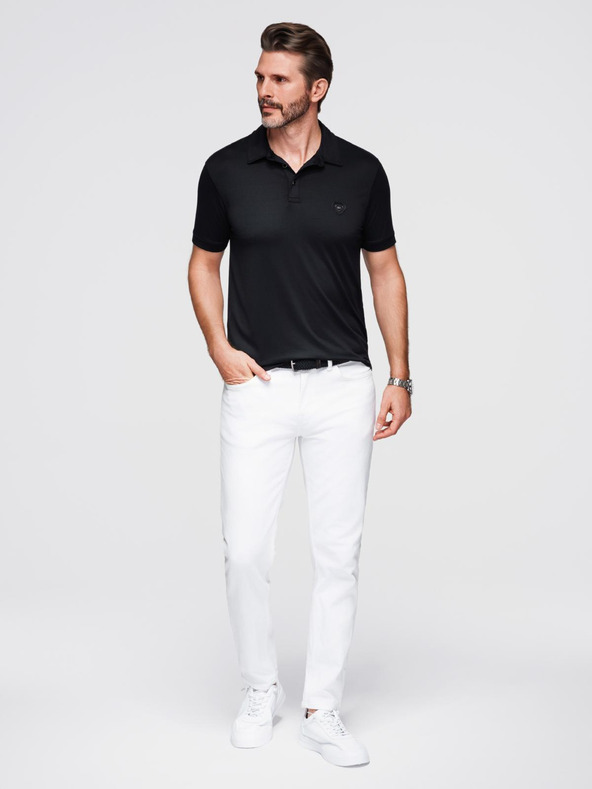 Ombre Clothing Muška elegantna polo majica od elastične tkanine - crna V1 OM-POSS-0150 Ombre Clothing