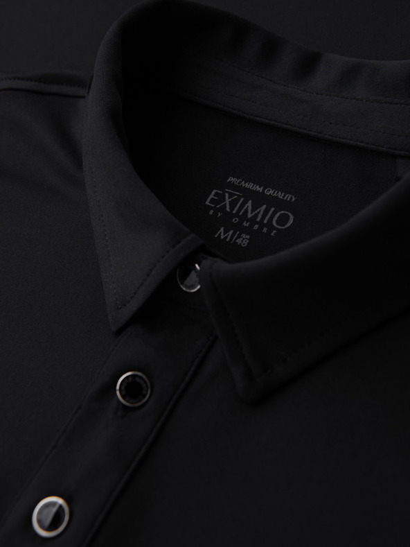 Ombre Clothing Muška elegantna polo majica od elastične tkanine - crna V1 OM-POSS-0150 Ombre Clothing