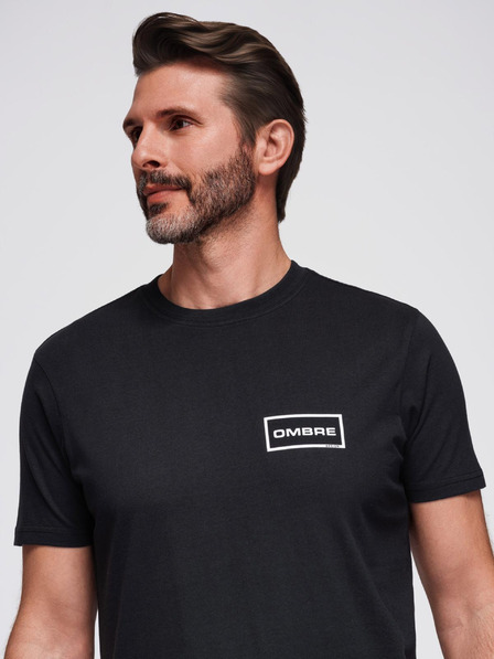 Ombre Clothing Muška pletena majica s tiskom i REGULAR krojem - crna V2 OM-TSPT-0231 Ombre Clothing