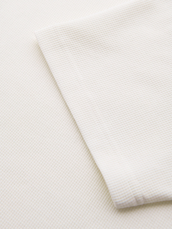 Ombre Clothing Muška majica s okruglim izrezom i teksturom vaflice - broken white V1 OM-TSCT-0197 Ombre Clothing