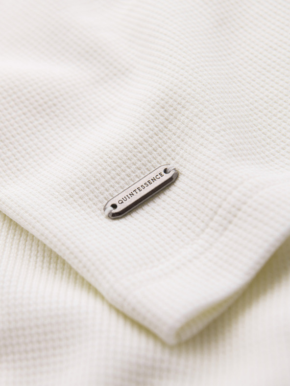 Ombre Clothing Muška majica s okruglim izrezom i teksturom vaflice - broken white V1 OM-TSCT-0197 Ombre Clothing