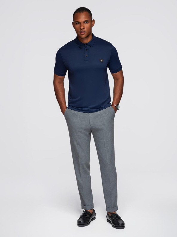 Ombre Clothing Muška elegantna polo majica od elastične tkanine - tamno plava V3 OM-POSS-0150 Ombre Clothing