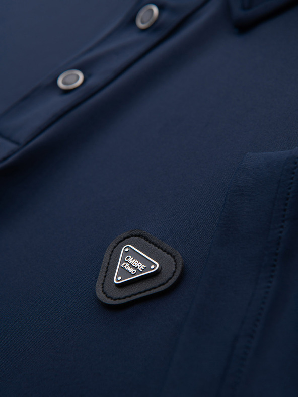 Ombre Clothing Muška elegantna polo majica od elastične tkanine - tamno plava V3 OM-POSS-0150 Ombre Clothing