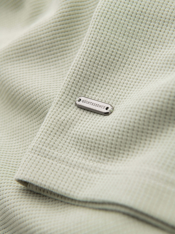 Ombre Clothing Muška majica s okruglim izrezom i teksturom vaflice - pistacijska V4 OM-TSCT-0197 Ombre Clothing