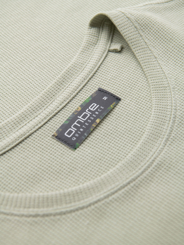 Ombre Clothing Muška majica s okruglim izrezom i teksturom vaflice - pistacijska V4 OM-TSCT-0197 Ombre Clothing