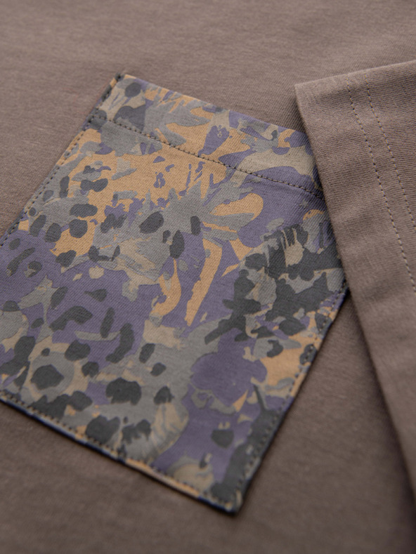 Ombre Clothing Muška pamučna majica s tiskom džepa - tamno maslinasto zelena V1 OM-TSPT-0227 Ombre Clothing