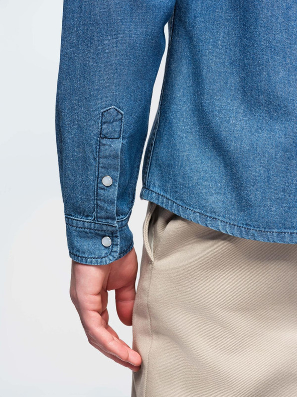 Ombre Clothing Muška trapersка košulja na dugme s džepovima - plava V2 OM-SHDS-0210 Ombre Clothing