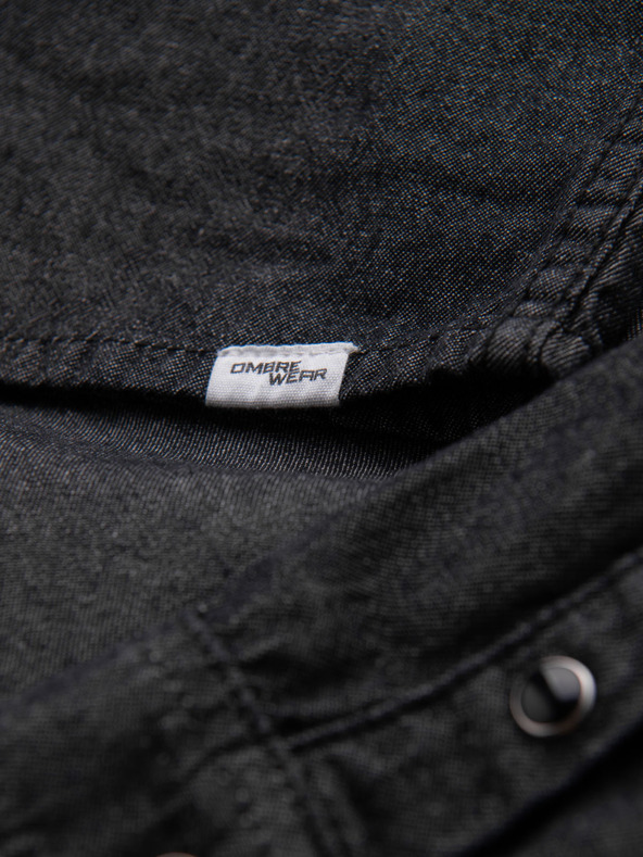 Ombre Clothing Muška trapersка košulja na dugme s džepovima - crna V3 OM-SHDS-0210 Ombre Clothing
