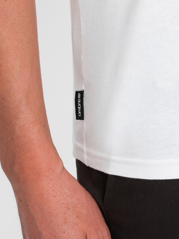 Ombre Clothing Muška klasična pamučna majica BASIC s V izrezom - bela V4 OM-TSBS-0145 Ombre Clothing
