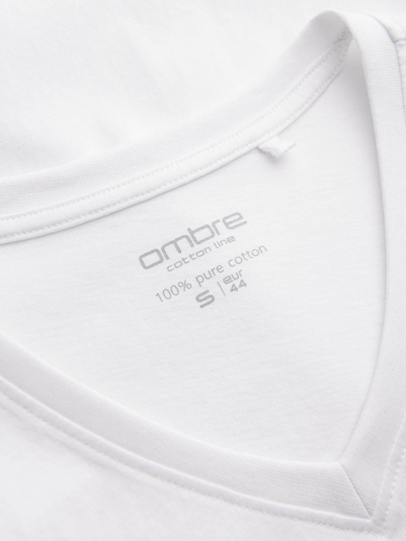 Ombre Clothing Muška klasična pamučna majica BASIC s V izrezom - bela V4 OM-TSBS-0145 Ombre Clothing