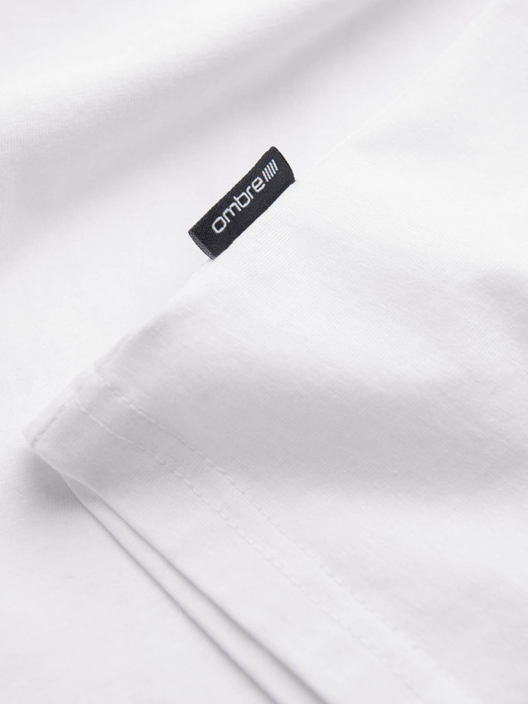 Ombre Clothing Muška klasična pamučna majica BASIC s V izrezom - bela V4 OM-TSBS-0145 Ombre Clothing