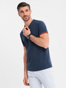 Ombre Clothing Muška majica s kontrastnim blokovima i izrezom - tamno plava V1 OM-TSCT-0198 Ombre Clothing