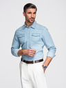 Ombre Clothing Muška trapersка košulja s džepovima na dugme - svetlo plava V1 OM-SHDS-0210 Ombre Clothing