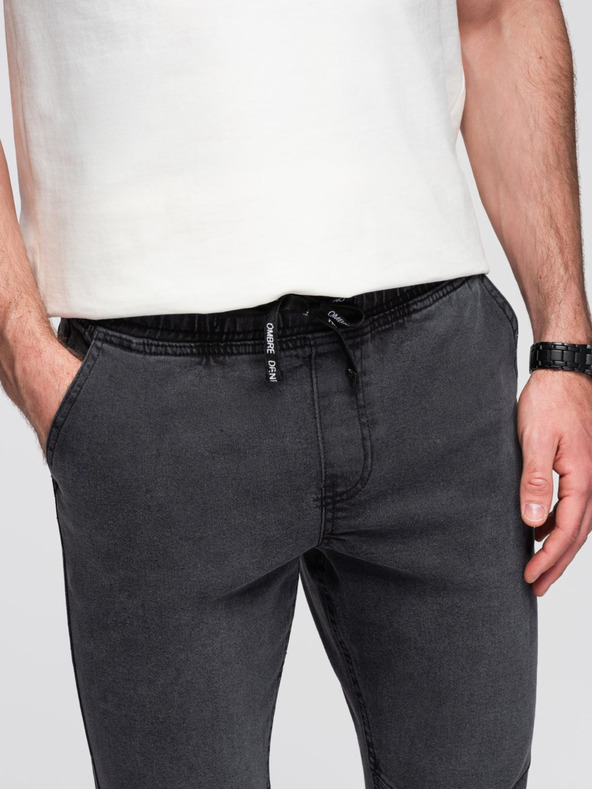 Ombre Clothing Muške traper hlače JOGGERS s pranjem efektom - sive V3 OM-PADJ-0267 Ombre Clothing