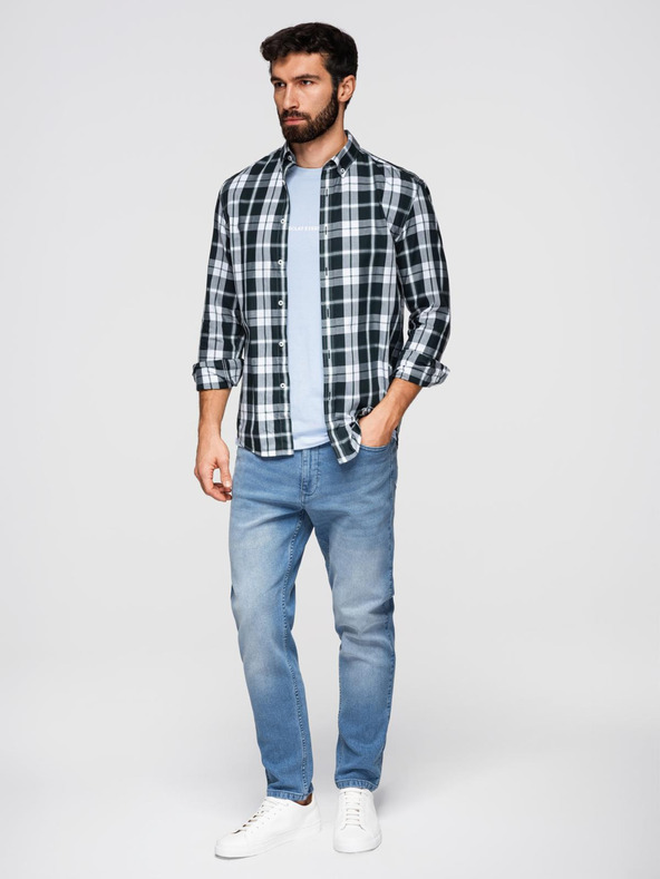 Ombre Clothing Muške traper hlače CARROT s prslinama - svetlo plave V1 OM-PADP-0253 Ombre Clothing