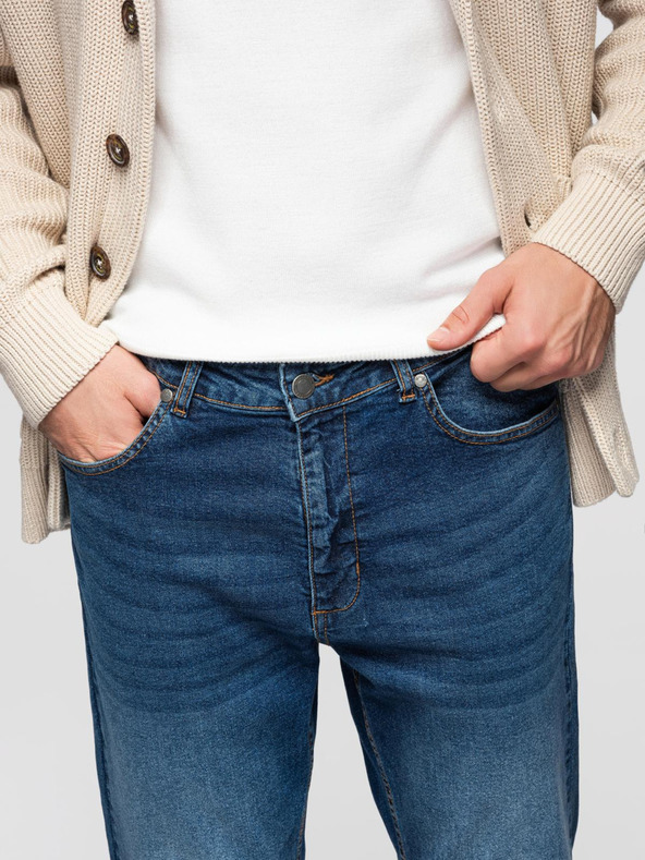 Ombre Clothing Muške traper hlače CARROT s prslinama - plave V2 OM-PADP-0253 Ombre Clothing