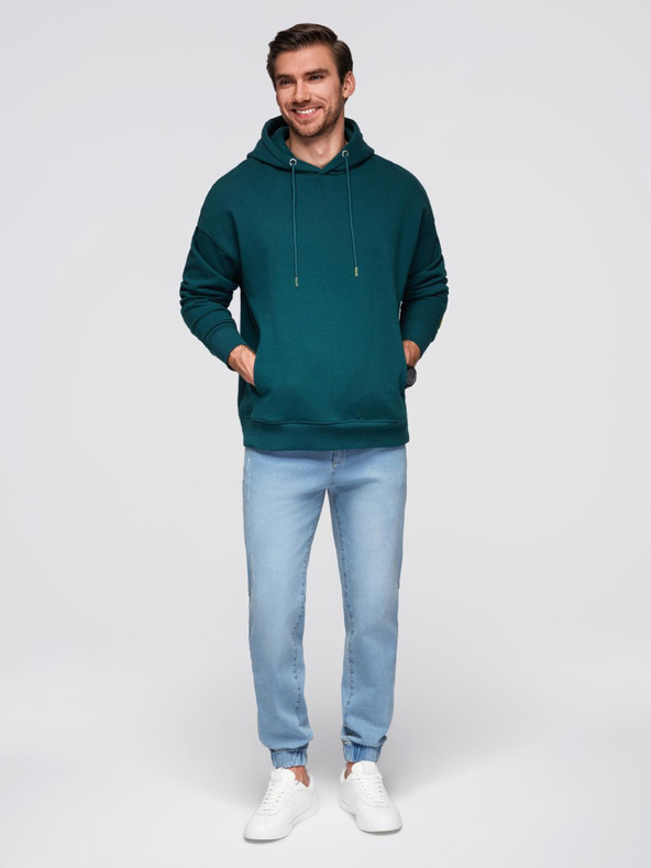 Ombre Clothing Muške traper hlače JOGGERS s klasičnim rasporom - svetlo plave V1 OM-PADJ-0265 Ombre Clothing