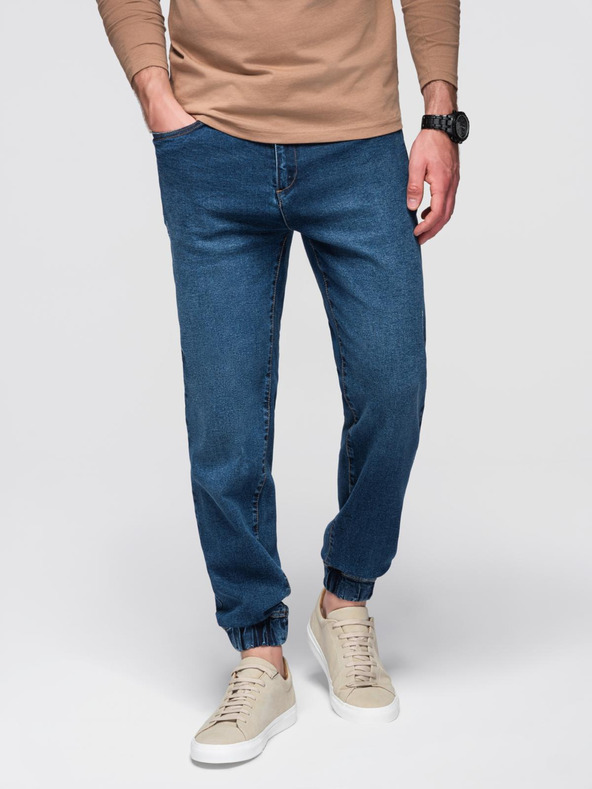 Ombre Clothing Muške traper hlače JOGGERS s klasičnim rasporom - plave V2 OM-PADJ-0265 Ombre Clothing